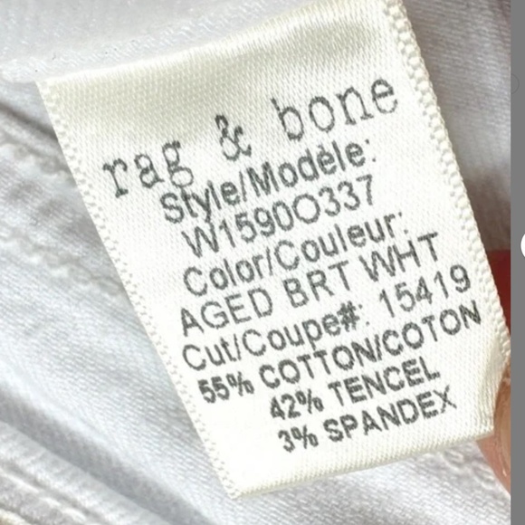 Rag and Bone The Dre Blanc Skinny Jeans sz 24 - Picture 8 of 8